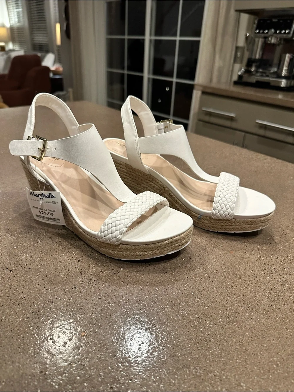 Kenneth Cole Reaction White Wedge Sandals with Braided Strap - Unbranded